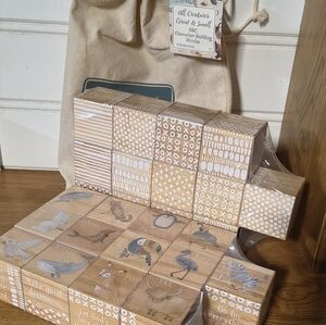 Natural Wood Animal Alphabet Blocks - Beige